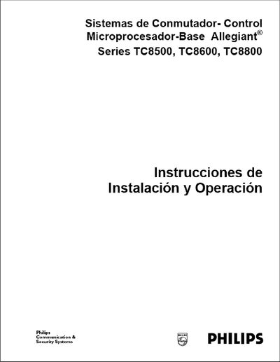 Philips Allegiant TC8500/TC8600/TC8800 Installation Guide - cover page
