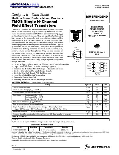 MOTOROLA MMSF5N02HD handbook