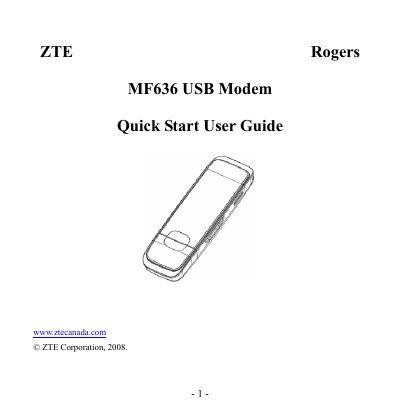 ZTE MF636 USB Modem Quick Start User Guide - cover page
