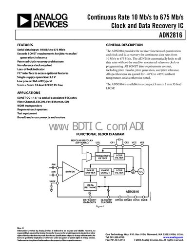 Analog Devices ADN2816 Datasheet - cover page