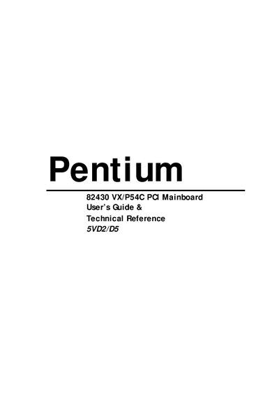 Soyo 82430 VX/P54C PCI Mainboard User Guide & Technical Reference - cover page