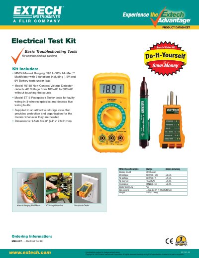 Extech MN24-KIT Electrical Test Kit - cover page