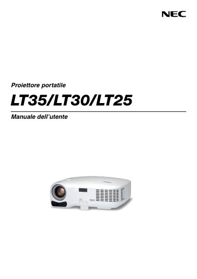 NEC LT35 LT30 LT25 Portable Projector User Manual - cover page