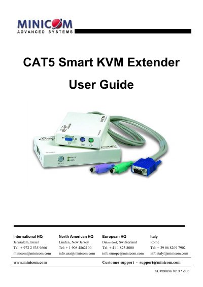 Minicom 5UM30096 V2.3 CAT5 Smart KVM Extender User Guide - cover page