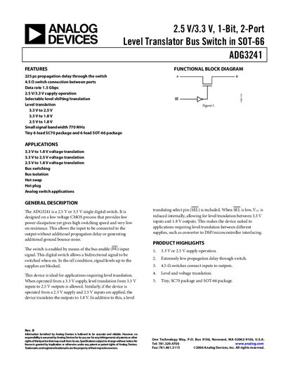 Analog Devices ADG3241 Datasheet Rev B - cover page