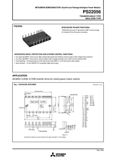 Mitsubishi Electric PS22056 Intelligent Power Module User Manual - cover page