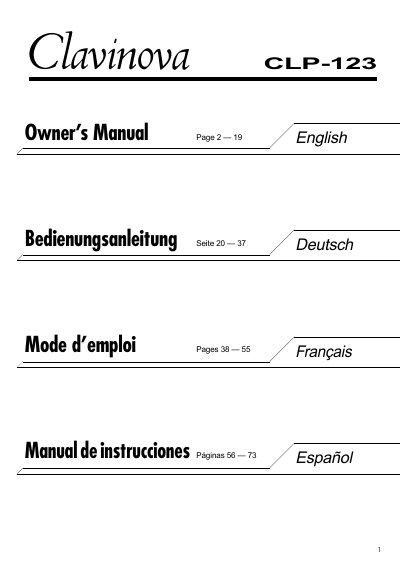 Yamaha CLP-123 Clavinova Owner's Manual - cover page