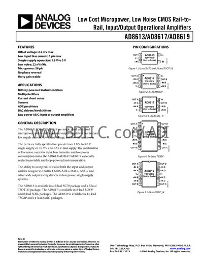 Analog Devices AD8613/AD8617/AD8619 Datasheet - cover page