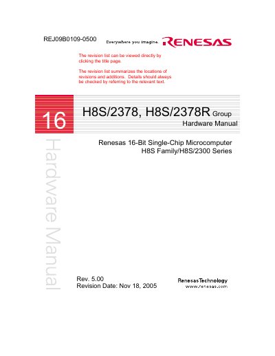 RENESAS H8S/2378 H8S/2378R Group solutions manual - cover page