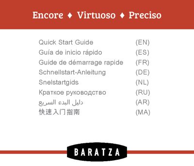 Baratza Encore, Virtuoso, Preciso Coffee Grinder Quick Start Guide - cover page