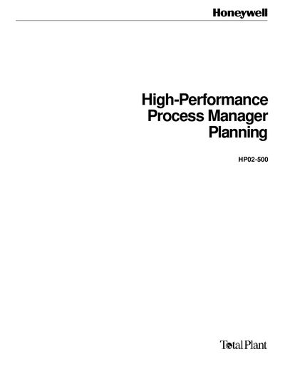 Honeywell HP02-500 Planning Manual - cover page