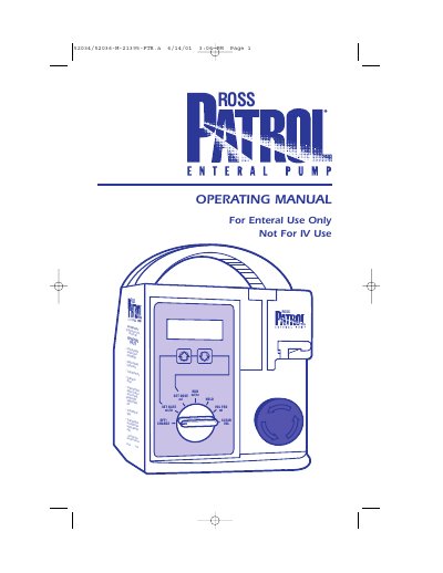 Ross AM7/EV7 Enteral Pump User Manual - cover page