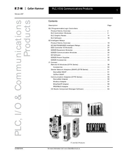 Eaton PLC I/O & Communications Products Manual - cover page