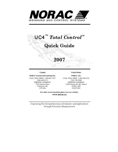 NORAC UC4 Total Control Quick Start Guide - cover page