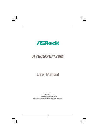 ASRock A780GXE/128M User Manual - cover page