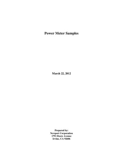 Newport 1830-R, 1918-2936 Family Power Meter Samples - cover page