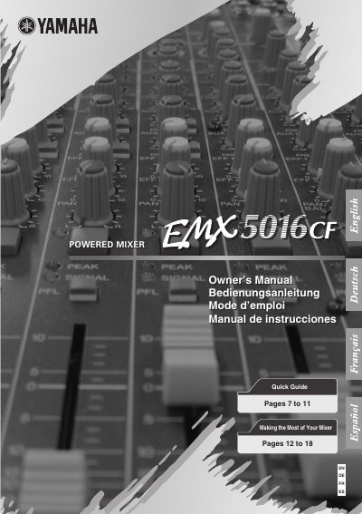 Yamaha EMX5016CF Powered Mixer Owner's Manual - cover page