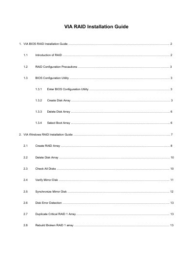 VIA RAID Installation Guide - cover page