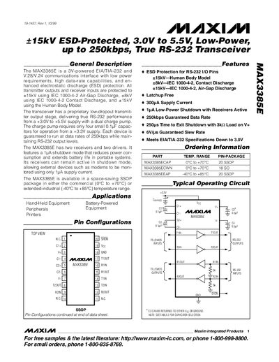 Maxim MAX3385E Datasheet - cover page