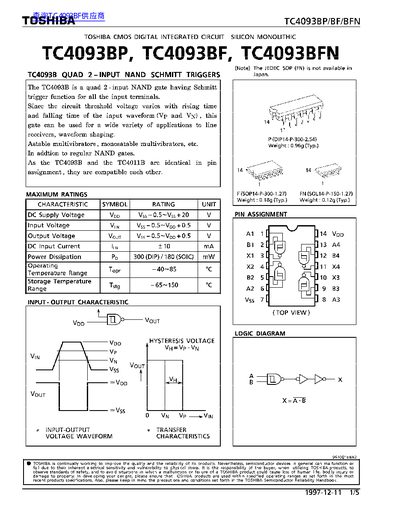 TOSHIBA TC4093BP TC4093BF TC4093BFN handbook - cover page