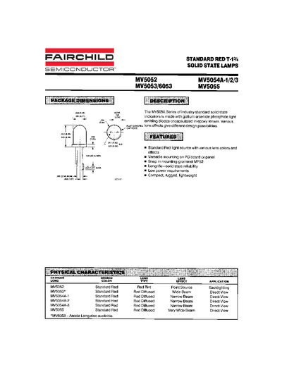 FAIRCHILD MV5054A-1/2/3 MV5055 MV5052 MV5053/6053 Manual