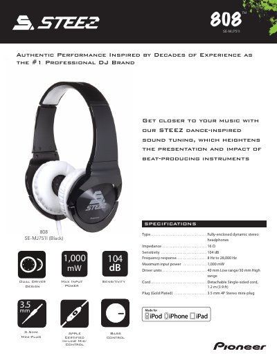 Pioneer SE-MJ751I products Manual - cover page