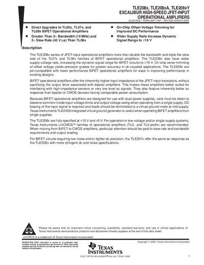 TEXAS INSTRUMENTS TLE208x TLE208xA TLE208xY Manual - cover page