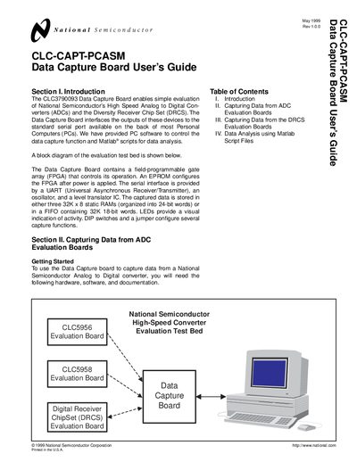 National Semiconductor CLC-CAPT-PCASM Data Capture Board User Guide  - cover page