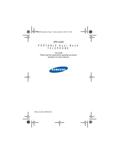 Samsung SPH-m330 Phone User Guide - cover page