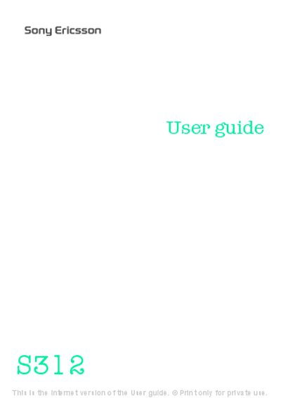 Sony Ericsson S312 User Manual