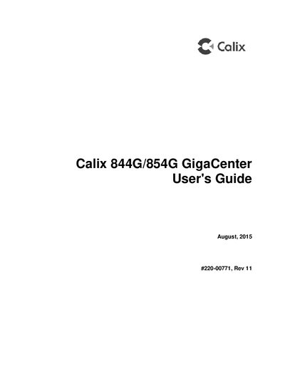 Calix 844G/854G GigaCenter User Manual - cover page