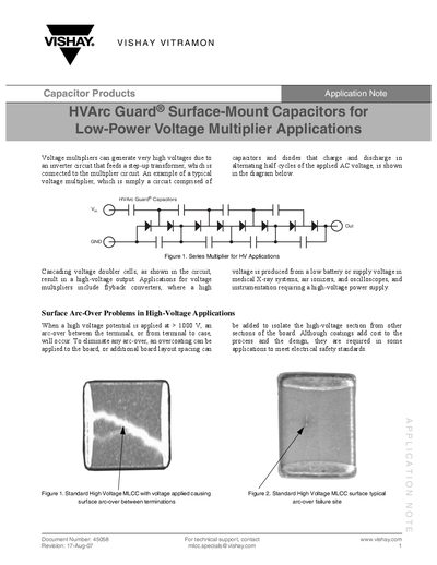 Vishay HVArc Guard Surface-Mount Capacitors Application Note - cover page