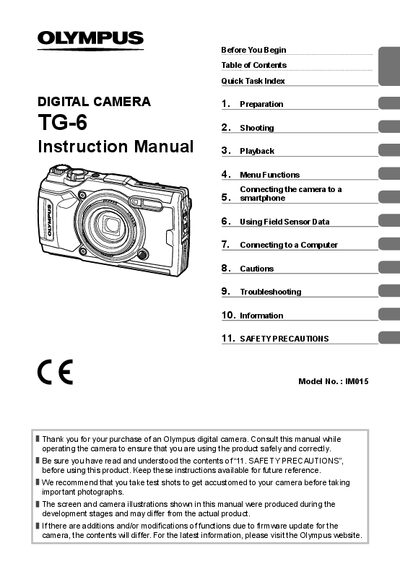 Olympus IM015TG-6 Digital Camera Instruction Manual - cover page
