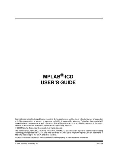 Microchip MPLAB-ICD User Manual - cover page