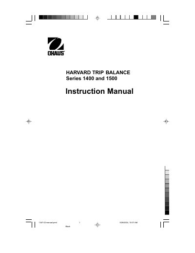 Ohaus Harvard Trip Balance Series 1400 and 1500 Instruction Manual