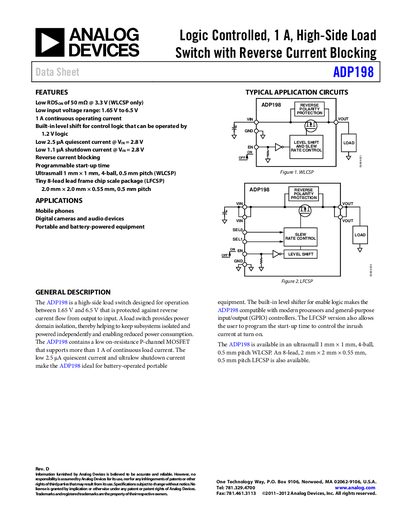 Analog Devices ADP198 Datasheet - cover page