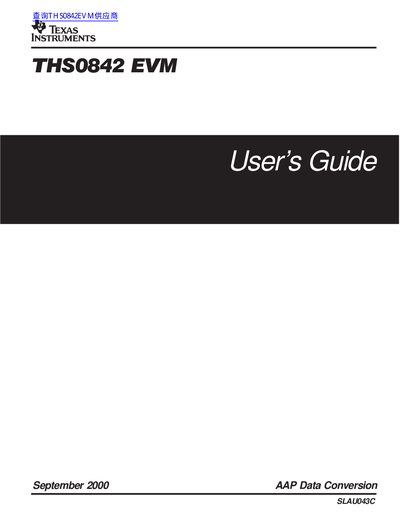 Texas Instruments THS0842 Evaluation Module User's Guide