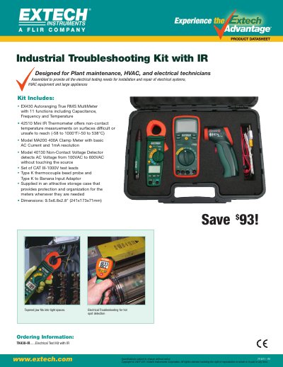 EXTECH TK430-IR Industrial Troubleshooting Kit with IR Datasheet - cover page