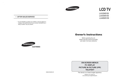 Samsung LA32M51B/LA40M51B/LA46M51B LCD TV User Manual - cover page