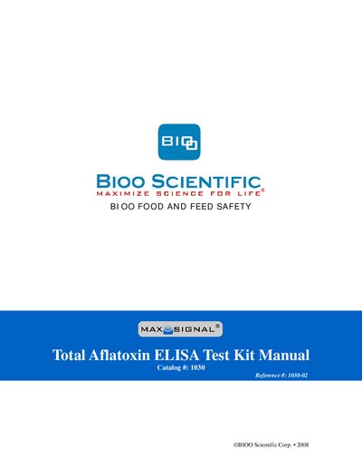 BIOO 1030-02 Total Aflatoxin ELISA Test Kit User Manual - cover page