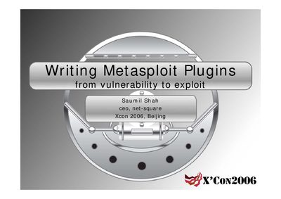 Net-square X'CON2006 Writing Metasploit Plugins from Vulnerability to Exploit Manual - cover page