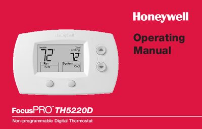Honeywell FocusPRO TH5220D Digital Thermostat Operating Manual