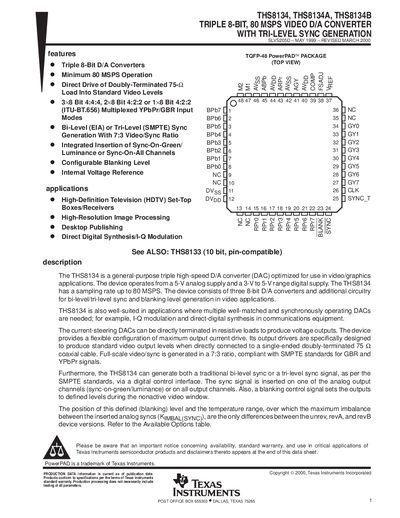 Texas Instruments THS8134 Datasheet