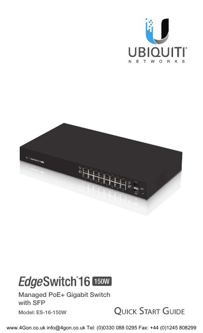 Ubiquiti Networks EdgeSwitch ES-16-150W Quick Start Guide - cover page