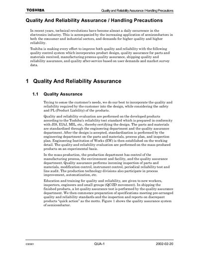 Toshiba Microcontroller Handling Precautions - cover page