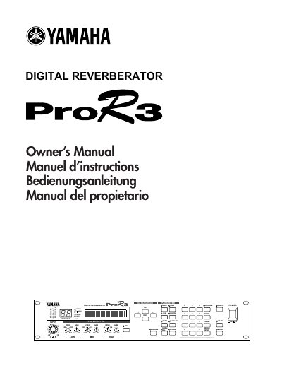 Yamaha ProR3 Digital Reverberator Owner's Manual - cover page