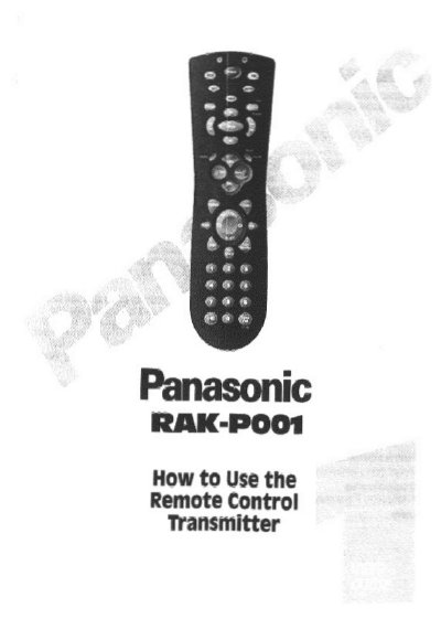 Panasonic RAKP001 Manual - cover page