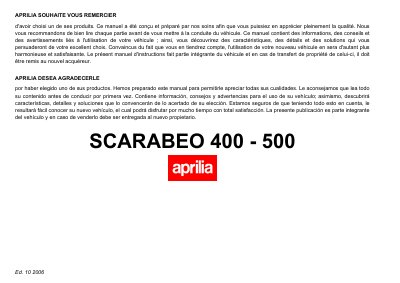 aprilia 852208 SCARABEO 400-500 MY 2006 -F-E- Manual - cover page
