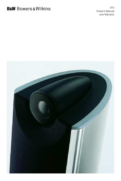 B&W XT4 Speaker Owner's Manual - cover page
