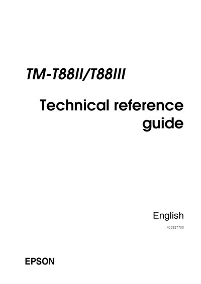 Epson TM-T88II/TM-T88III Thermal Printer Technical Reference Guide - cover page